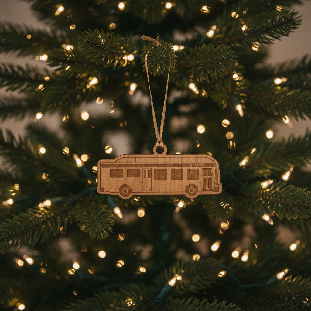 Wooden Bus Ornament