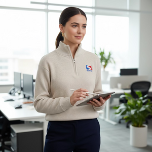 Ribbed Quarter Zip Mockneck