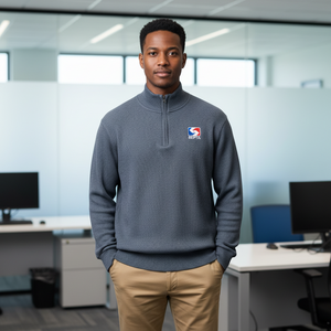 Ribbed Quarter Zip Mockneck