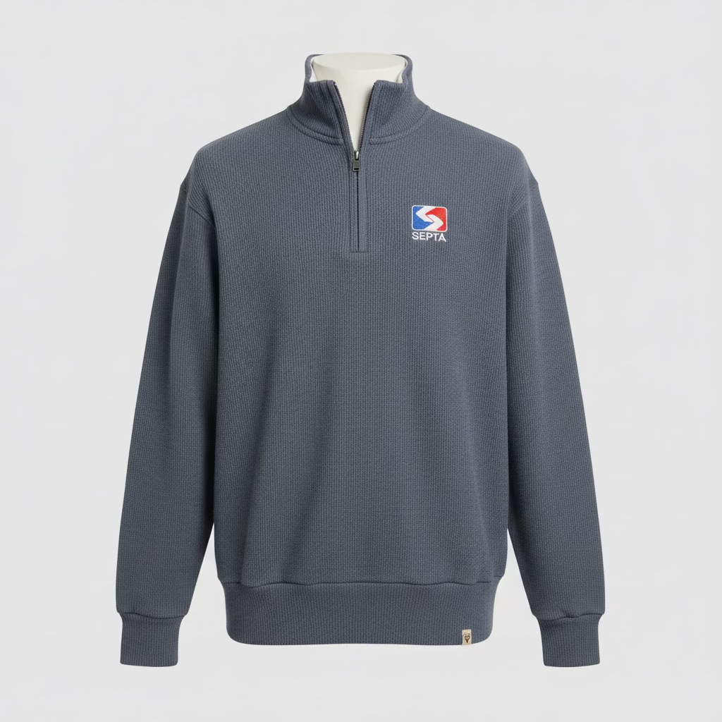 Ribbed Quarter Zip Mockneck