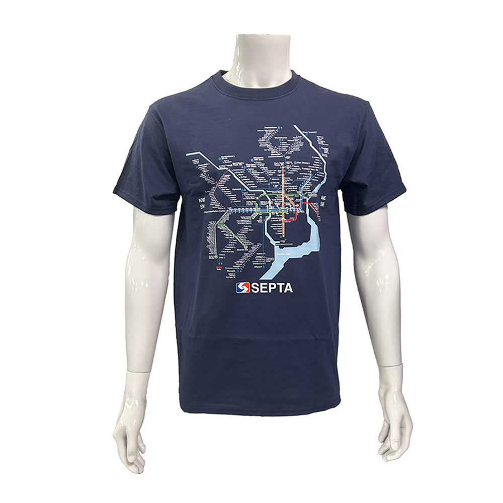 Rail Map T-Shirt: Navy