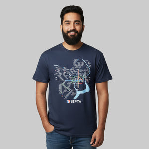 Rail Map T-Shirt: Navy