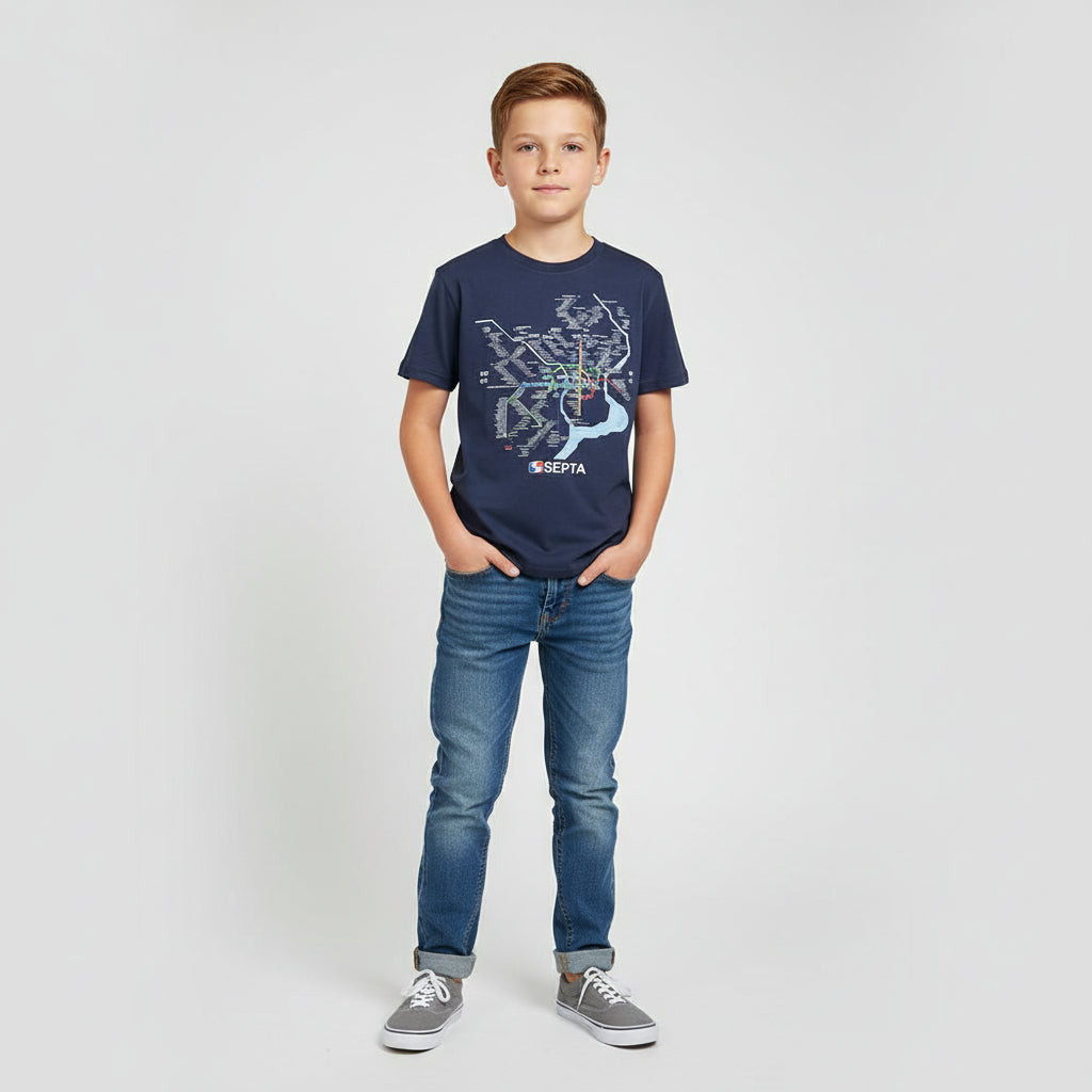 Rail Map T-Shirt: Navy