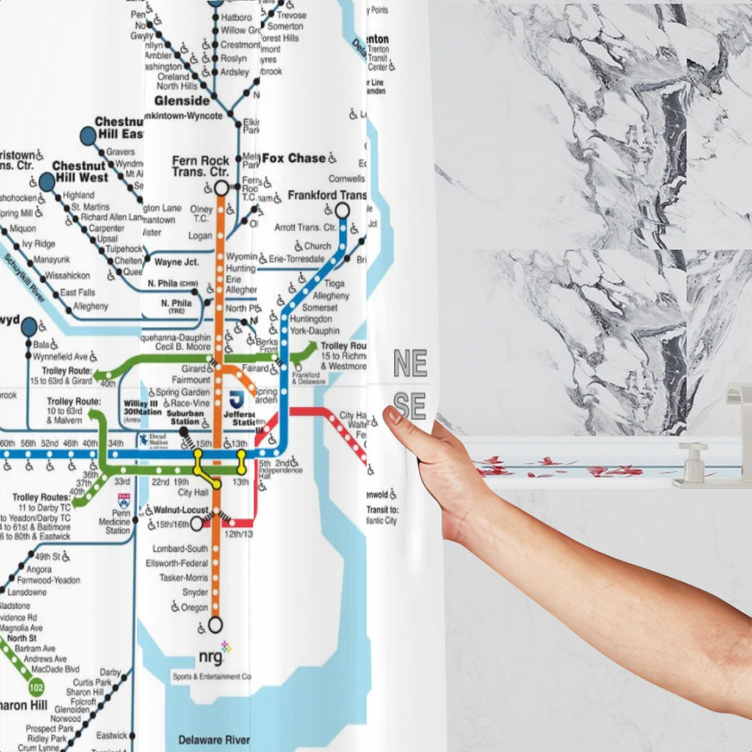 Rail Map Shower Curtain