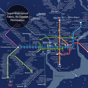Navy Rail Map Shower Curtain