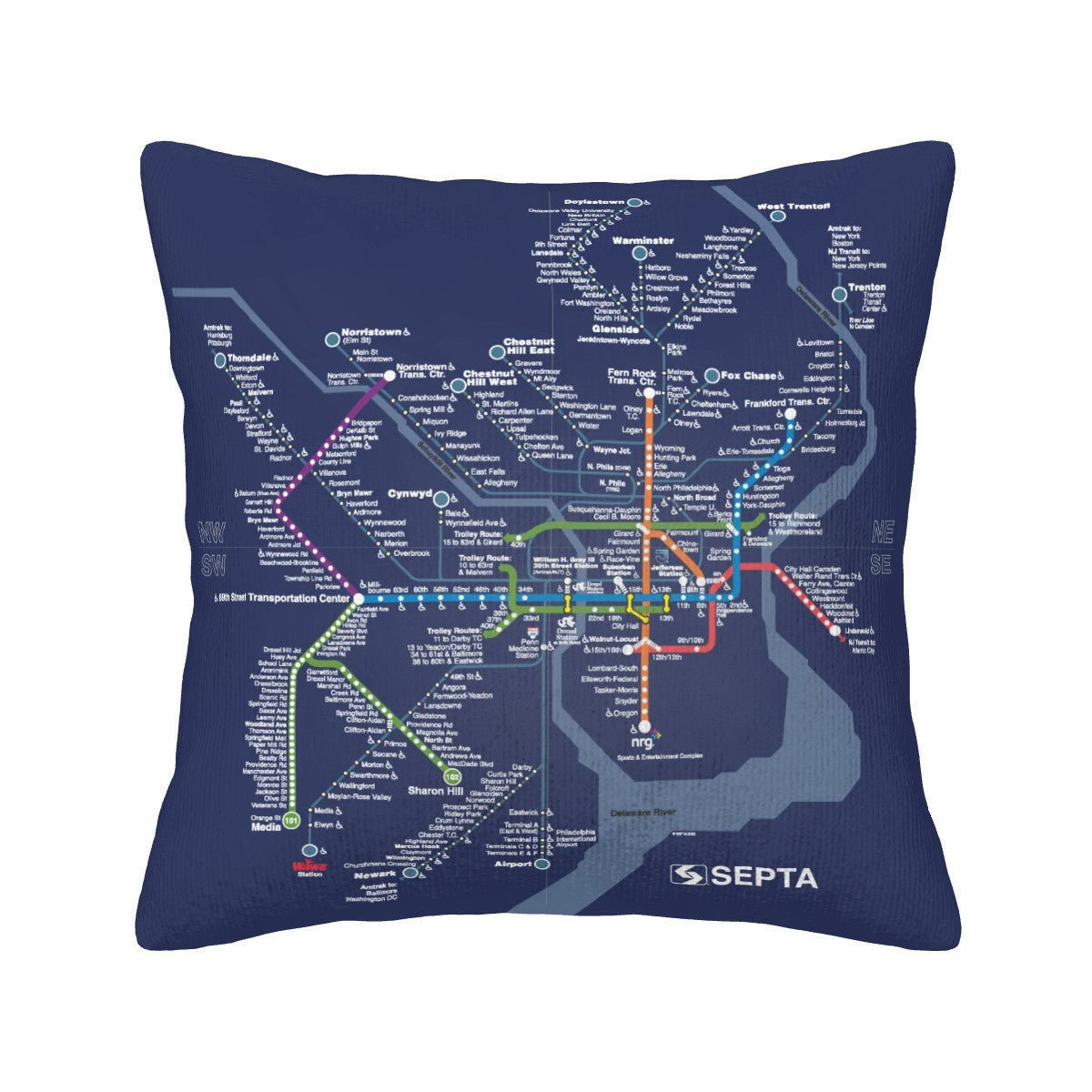 Rail Map Pillow- Navy
