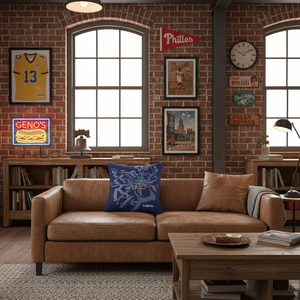 Rail Map Pillow- Navy