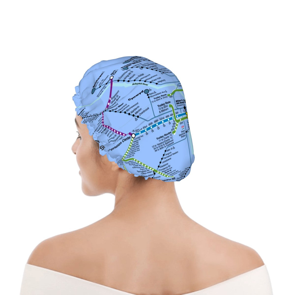 Rail Map Shower Cap